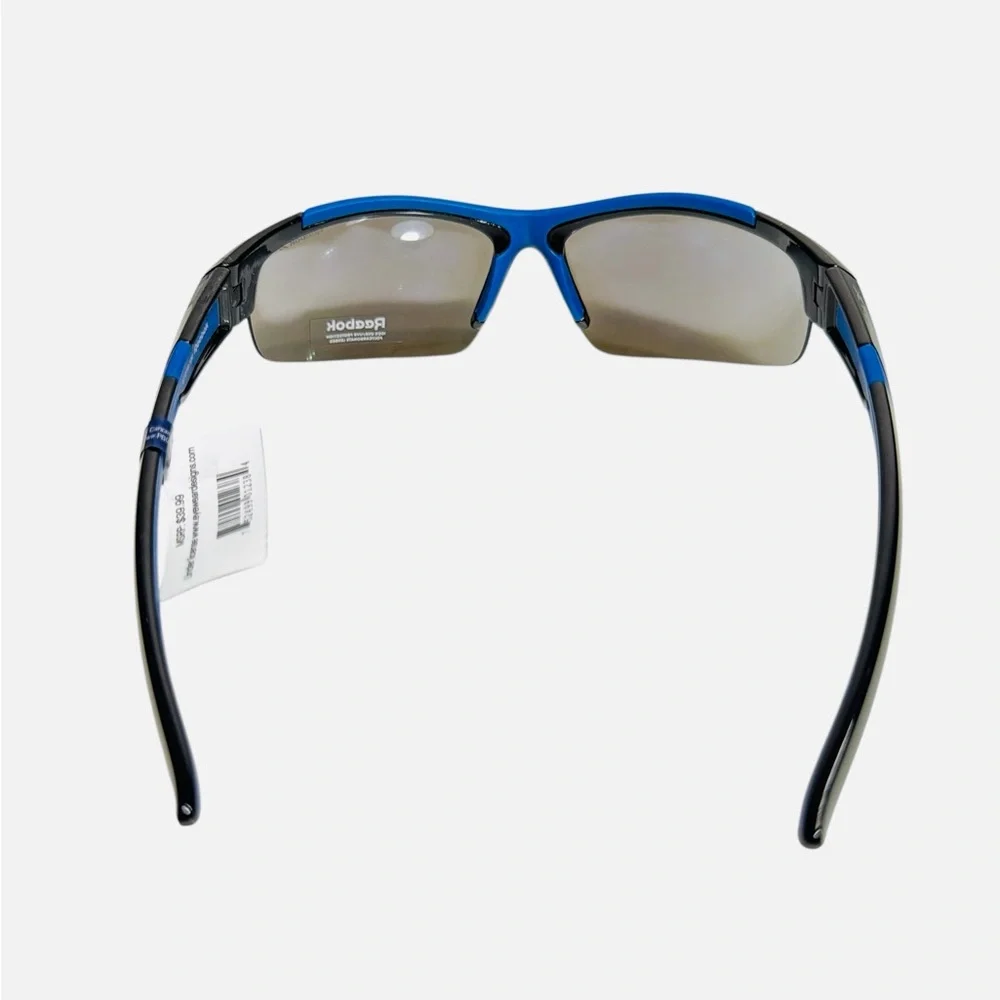 Reebok Black Wrap Sunglasses Blue Accents & Tinted Lenses RES446-1 Mens